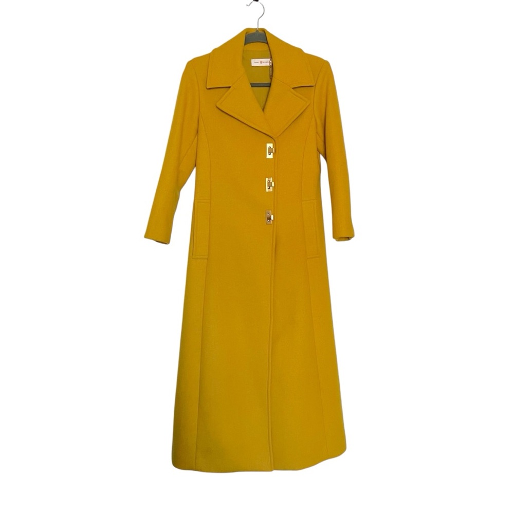 Tory Burch Yellow Wool Blend Swing Coat Size 2